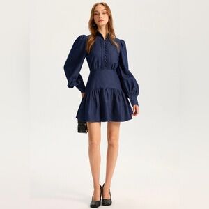NWT Commense Denim Puff Sleeve Mini Dress